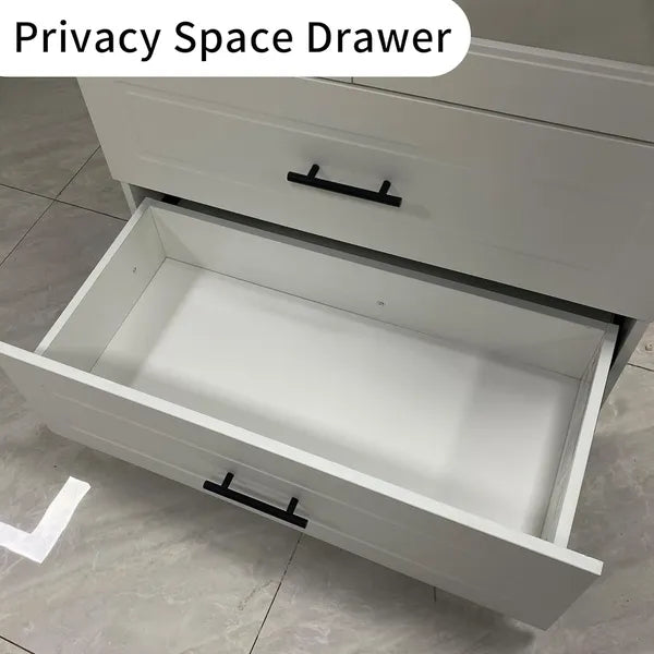 Kleiderschrank Garderobe Schrank mit 2 Glastüren, 71" hoher Schlafzimmer-Kleiderschrank mit 2 Schubladen, Schrank mit Kleiderstange für das Schlafzimmer, Holzkleiderschränke und Garderoben