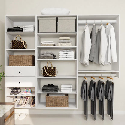 Livelylodge Modulares Kleiderschrank - Freistehender Weißer Schrank mit Geräumigen Stauraumregalen und Kleiderstangen 70,86"B x 16,04"T x 70,86"H