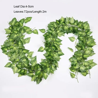 Green artificial ivy green garland string with natural vine design for living room decor by decorbites 12pcs set