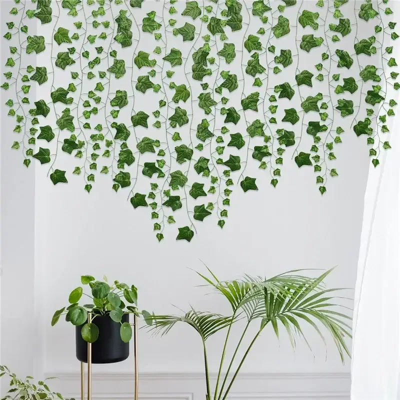 Green artificial ivy vine hanging from ceiling decorbites 12pcs ivy green garland string for living room decoration