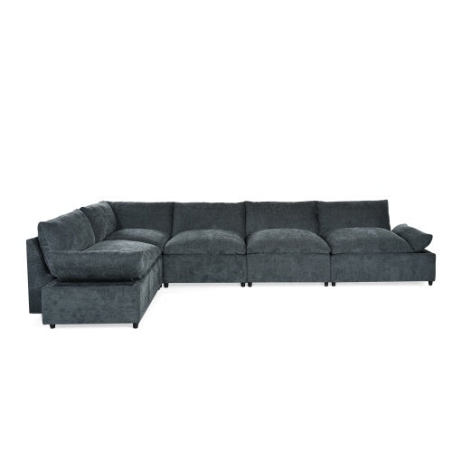 115.5 Modulares Ecksofa in Tiefgrau mit langlebiger Polyesterbezug, plüschigen Kissen, versteckten Stauraumfächern und vielseitigem Design für Wohnzimmer, Lounge oder Büro