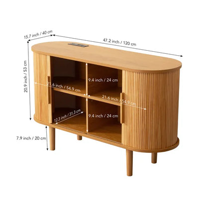 Fralimk Sideboard Buffet-Schrank mit Stauraum, moderner gerillter Stauraum-Schrank für das Esszimmer, Tambourtür-Konsolentisch für das Wohnzimmer, Büroschrank oder TV-Ständer, Akzent-Sideboard-Schrank