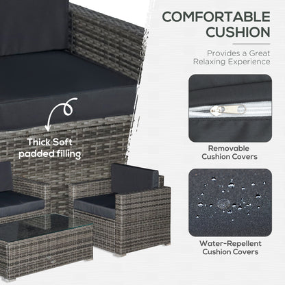 4-teiliges Terrassenmöbel-Set mit Polstern