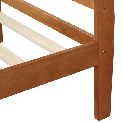 Holz-Plattform-Twin-Bettgestell, Schlitten-Design mit Kopf- und Fußteil, Holz-Latten