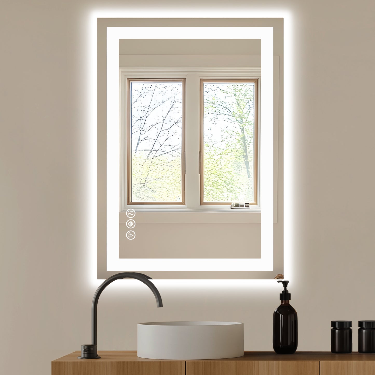 Antibeschlag-LED-Badezimmerspiegel mit dualer Lichtquelle und drei Beleuchtungsmodi