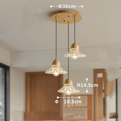 Massivholz-Glas-Dreiköpfiges Restaurant-Nordisch-Modernes-Minimalistisches Kronleuchter