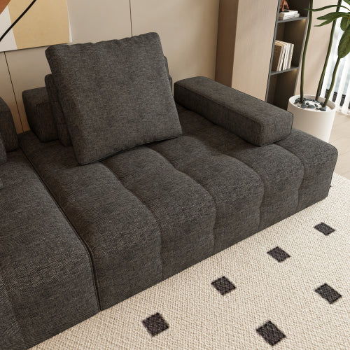 Sofa-Couch für das Wohnzimmer, modernes Zweiersofa mit extra tiefen Sitzflächen, bequemen Armlehnen, Sofas für Wohnzimmer, Apartment-Lounge, einfache Montage, Grau
