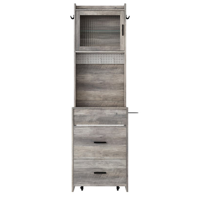 Gray Hemp Faced Particleboard With Triamine 2 Pull 1 Door 1 Flip LED 3 Tone Light Touch Mirror Dressing Table Set