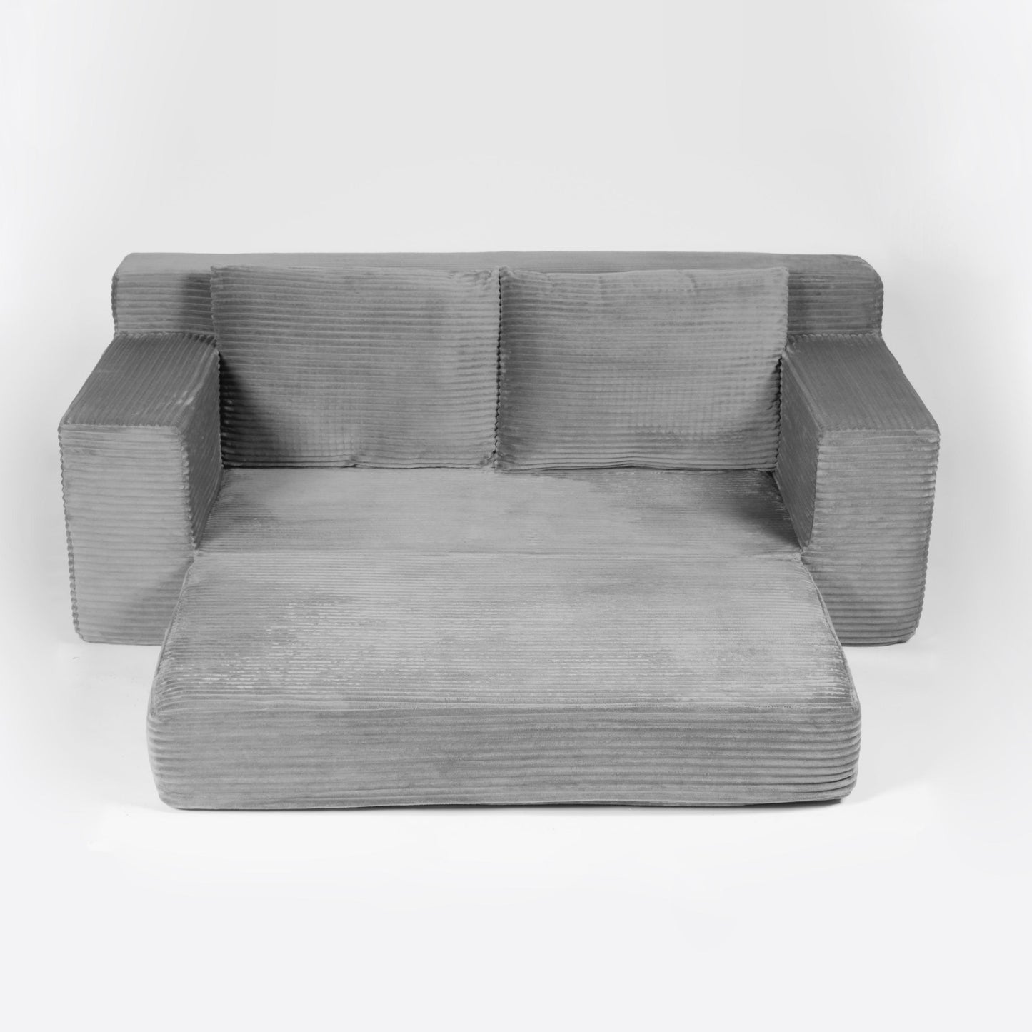 Zweisitzer-Sofa, Bequemes Sofa-Bett mit tiefer Sitzfläche, Modernes kleines Cord-Sofa für Wohnzimmer und Schlafzimmer, Umkehrbares Kissen mit Kissen, Keine Montage erforderlich, Dunkelgrau