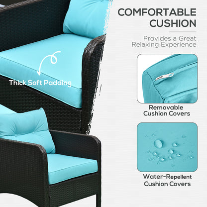 5-teiliges Lounge-Sessel-Set für Außenbereich und Terrasse mit 2 gepolsterten Sesseln