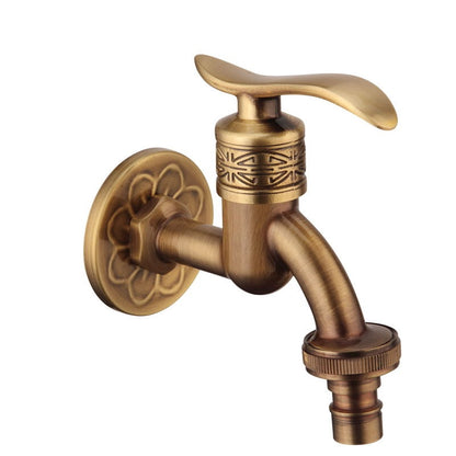 Antiker Messing-Schnitzgarten-Wasserhahn Wasserhahn Außen Waschmaschine Dekorativer Wasserhahn Luxus-Toiletten-Wasserhahn