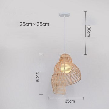 NEUE Schnecken-Rattan-Hängeleuchte, kreative Kunst Südostasien Vintage-Hängeleuchte Leseraum Korb-Licht