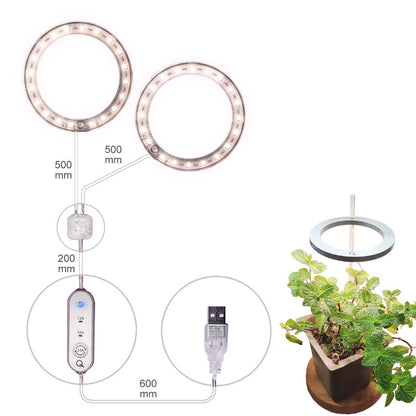 LED-Wachstumslampe Vollspektrum Engelring Phyto-Wachstumslampe USB-Phytolampe für Pflanzen 5V Lampe Innen Blumenglas Haus Pflanzen Sämlinge