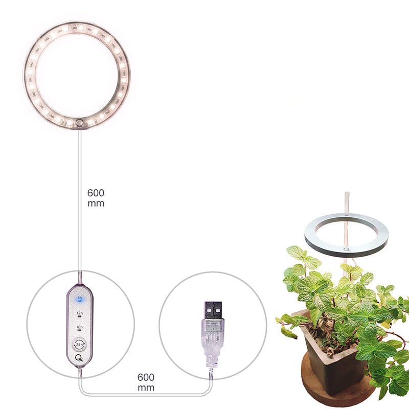 LED-Wachstumslampe Vollspektrum Engelring Phyto-Wachstumslampe USB-Phytolampe für Pflanzen 5V Lampe Innen Blumenglas Haus Pflanzen Sämlinge