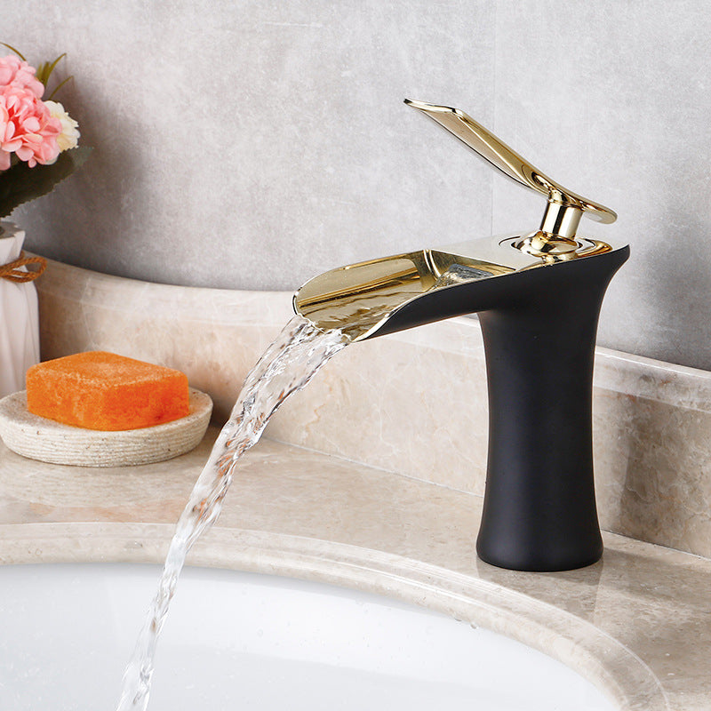 Vollkupfer Antik Armatur Becken Wasserfall Armatur Retro Waschbecken Badezimmer Heiß- und Kaltwasser Armatur