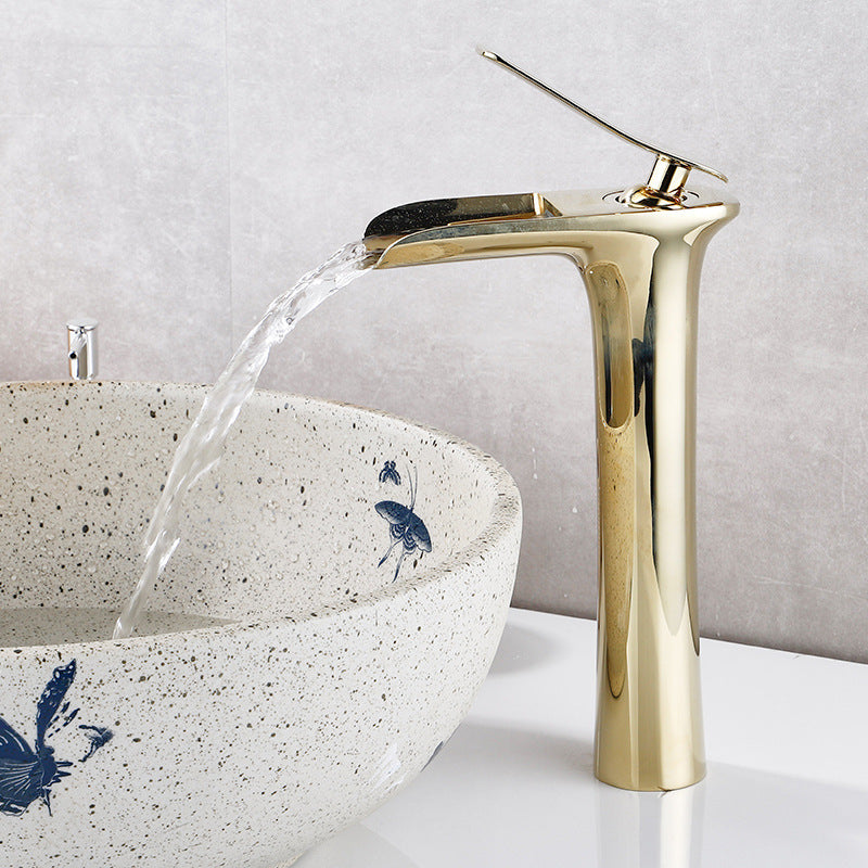 Vollkupfer Antik Armatur Becken Wasserfall Armatur Retro Waschbecken Badezimmer Heiß- und Kaltwasser Armatur