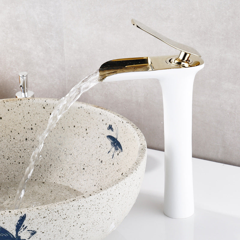 Vollkupfer Antik Armatur Becken Wasserfall Armatur Retro Waschbecken Badezimmer Heiß- und Kaltwasser Armatur