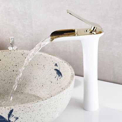 Vollkupfer Antik Armatur Becken Wasserfall Armatur Retro Waschbecken Badezimmer Heiß- und Kaltwasser Armatur