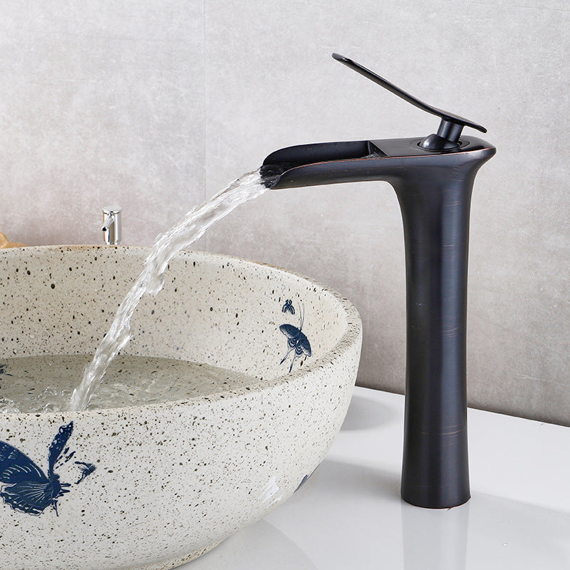 Vollkupfer Antik Armatur Becken Wasserfall Armatur Retro Waschbecken Badezimmer Heiß- und Kaltwasser Armatur