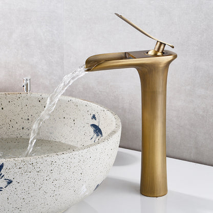Vollkupfer Antik Armatur Becken Wasserfall Armatur Retro Waschbecken Badezimmer Heiß- und Kaltwasser Armatur