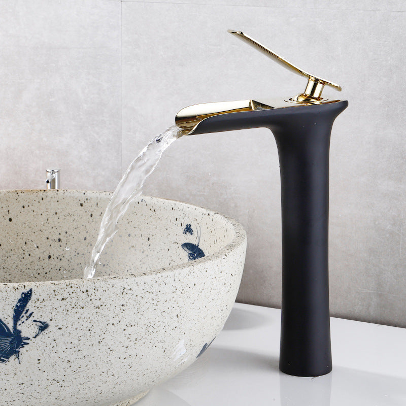 Vollkupfer Antik Armatur Becken Wasserfall Armatur Retro Waschbecken Badezimmer Heiß- und Kaltwasser Armatur