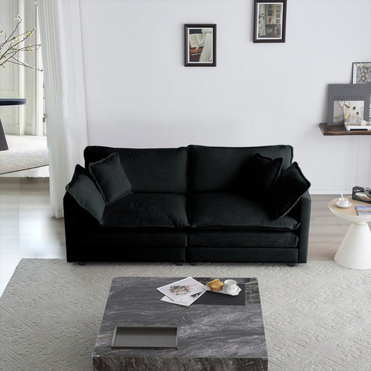Moderne Stoff-Loveseat-Sofa-Couch für das Wohnzimmer, gepolstertes großes Modell mit tiefer Sitzfläche, 2-Sitzer-Sofa mit 4 Kissen
