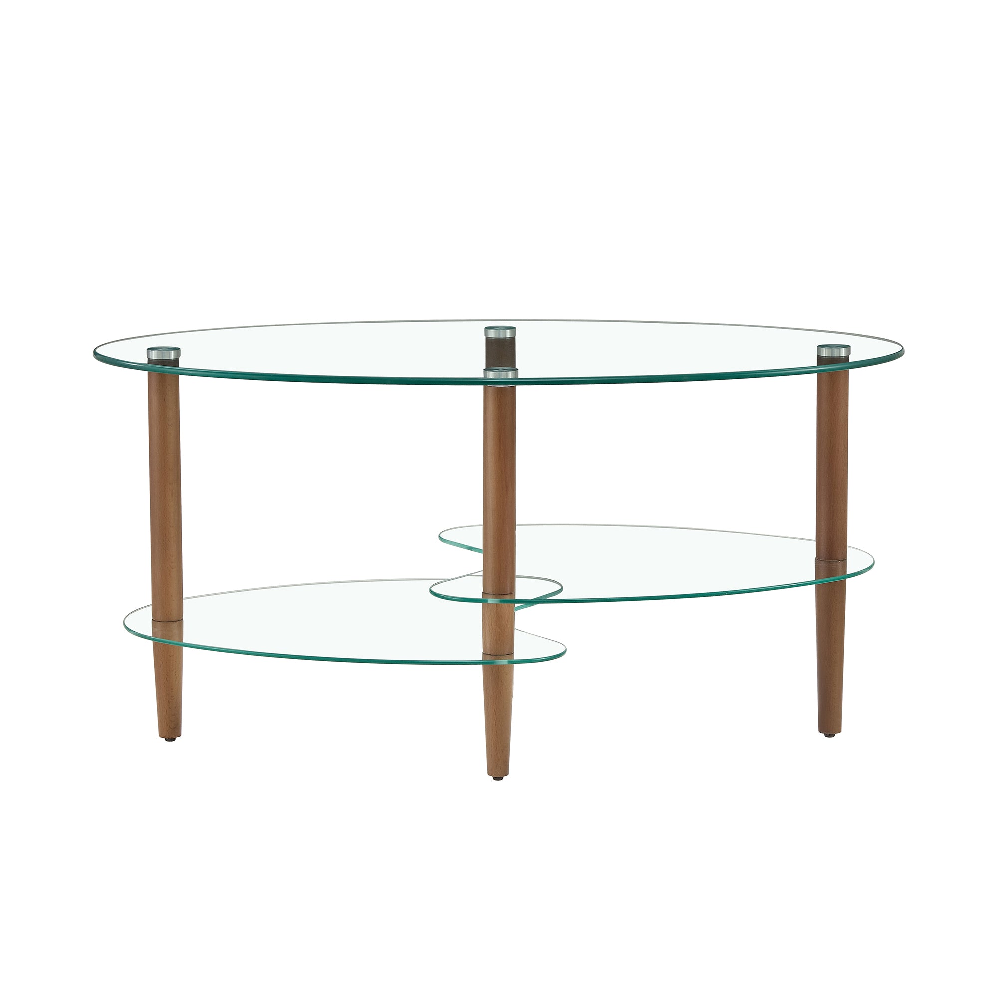 Glass Oval Coffee Table Clear Wood Legs