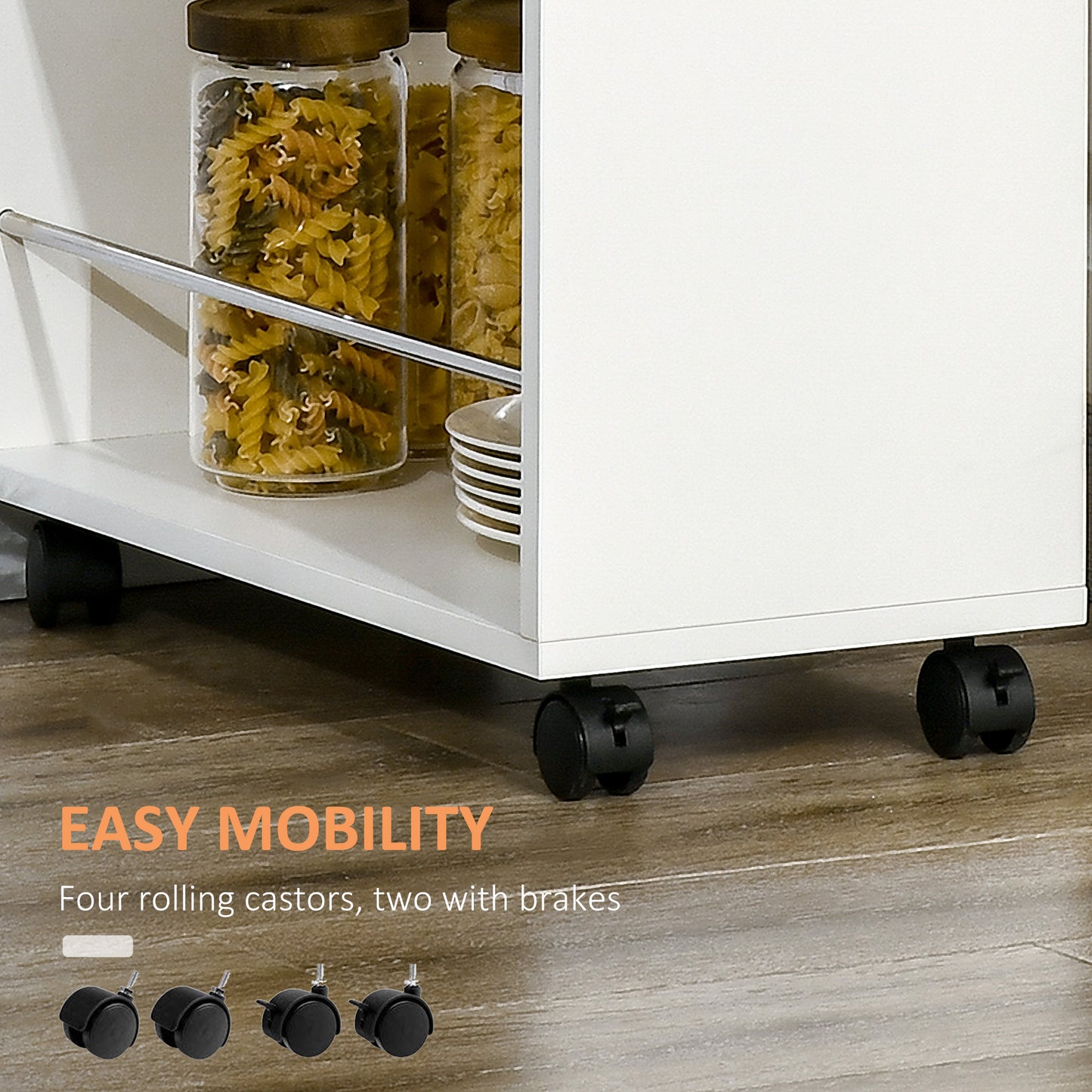6,25" x 20,5" x 28,25" rollbarer schmales Badezimmerschrank für seitliche Aufbewahrung