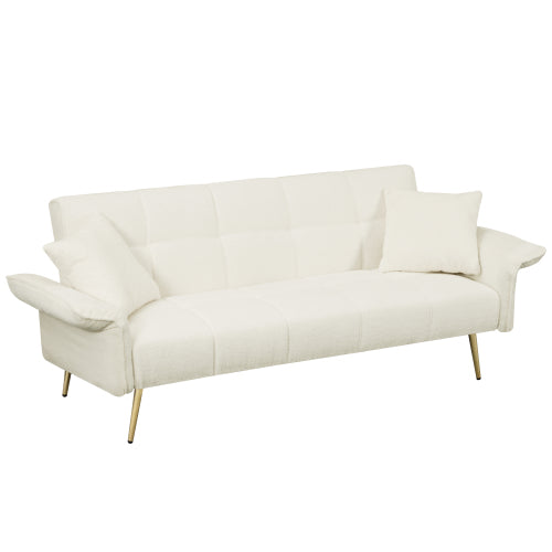 70,1 Zoll Futon-Sofabett, Umwandelbares Doppelsofabett mit Klappbaren Armlehnen für Wohnzimmer und kleine Räume