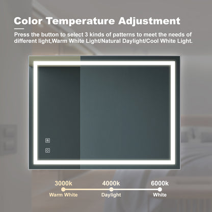 32x24 Zoll Badezimmer LED Premium-Spiegel mit fokussierender Rückwand, hohe Lumen, dimmbare Berührung, Nicht verfügbare Plattformen-Welfel