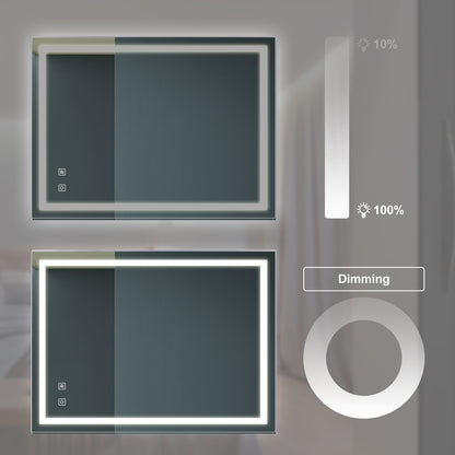 32x24 Zoll Badezimmer LED Premium-Spiegel mit fokussierender Rückwand, hohe Lumen, dimmbare Berührung, Nicht verfügbare Plattformen-Welfel