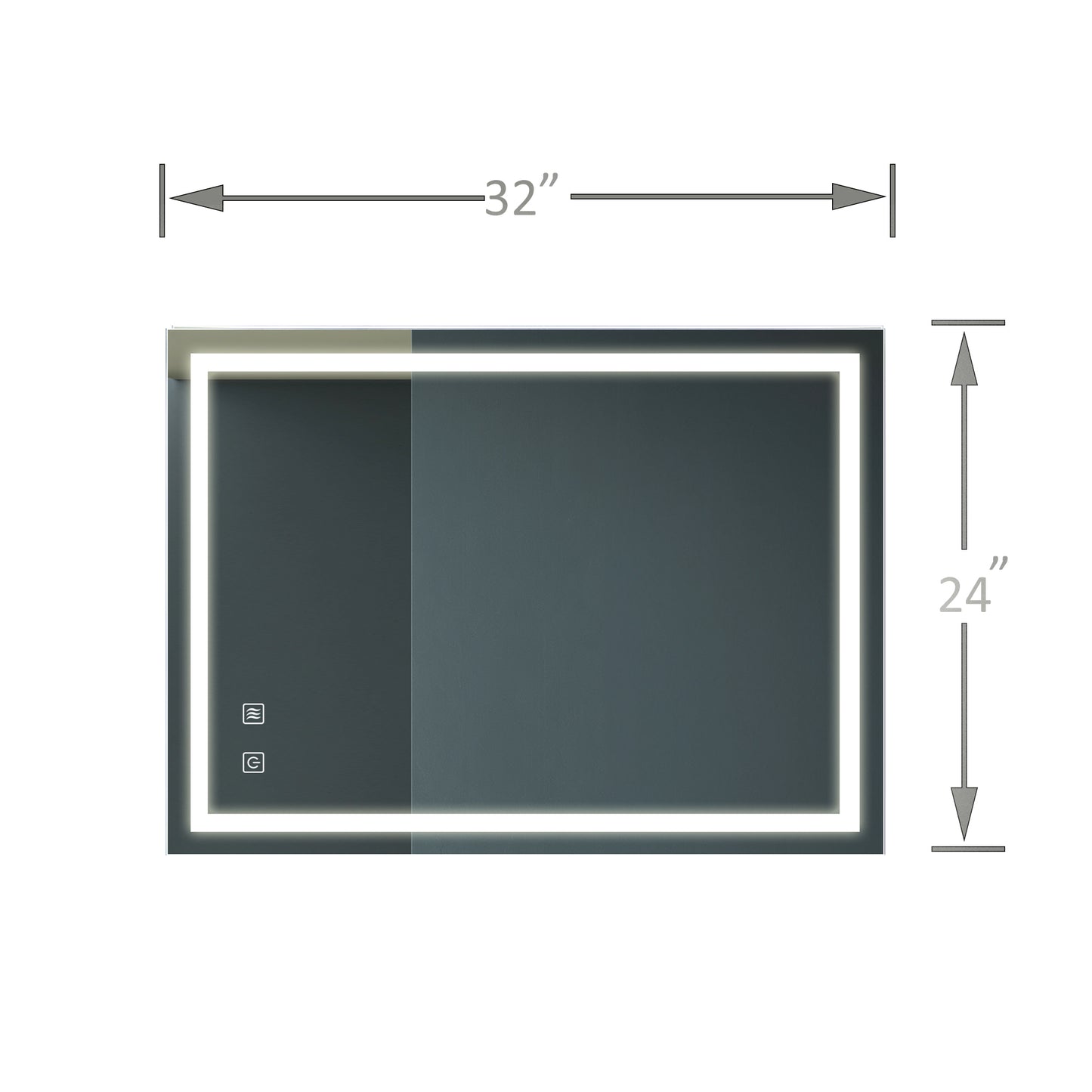 32x24 Zoll Badezimmer LED Premium-Spiegel mit fokussierender Rückwand, hohe Lumen, dimmbare Berührung, Nicht verfügbare Plattformen-Welfel