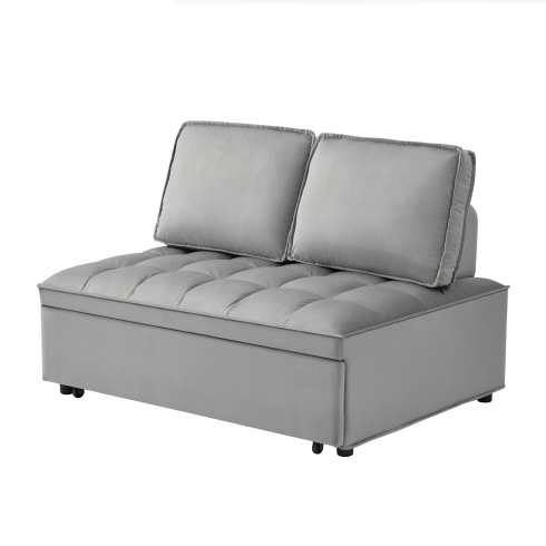Umklappbares Schlafsitz-Sofabett, modernes Samtgewebe-Doppelsitz-Sofabett, Schlafsitz-Sofabett mit 2 Rückenlehnen und abnehmbaren Rückenlehnen, Rückenlehnen, geeignet für Wohnzimmer und Schlafzimmer, Grau