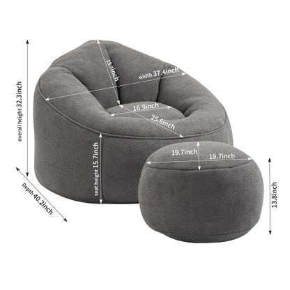 Bettwäsche Sitzsack-Sofa-Stuhl Hochdruck-Schaum-Sitzsack-Stuhl-Material mit gepolstertem Schaum-Polsterung Komprimierter Sitzsack mit Fußstütze