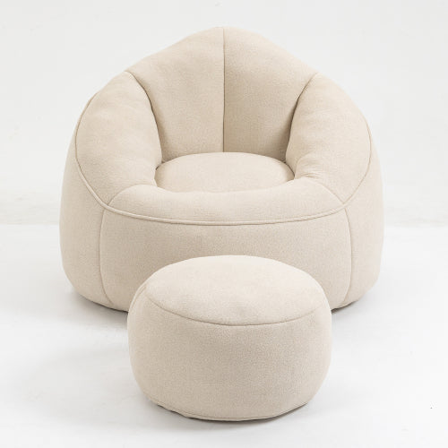 Foam Bean Bag Sofa Chair Beige Bedroom Style