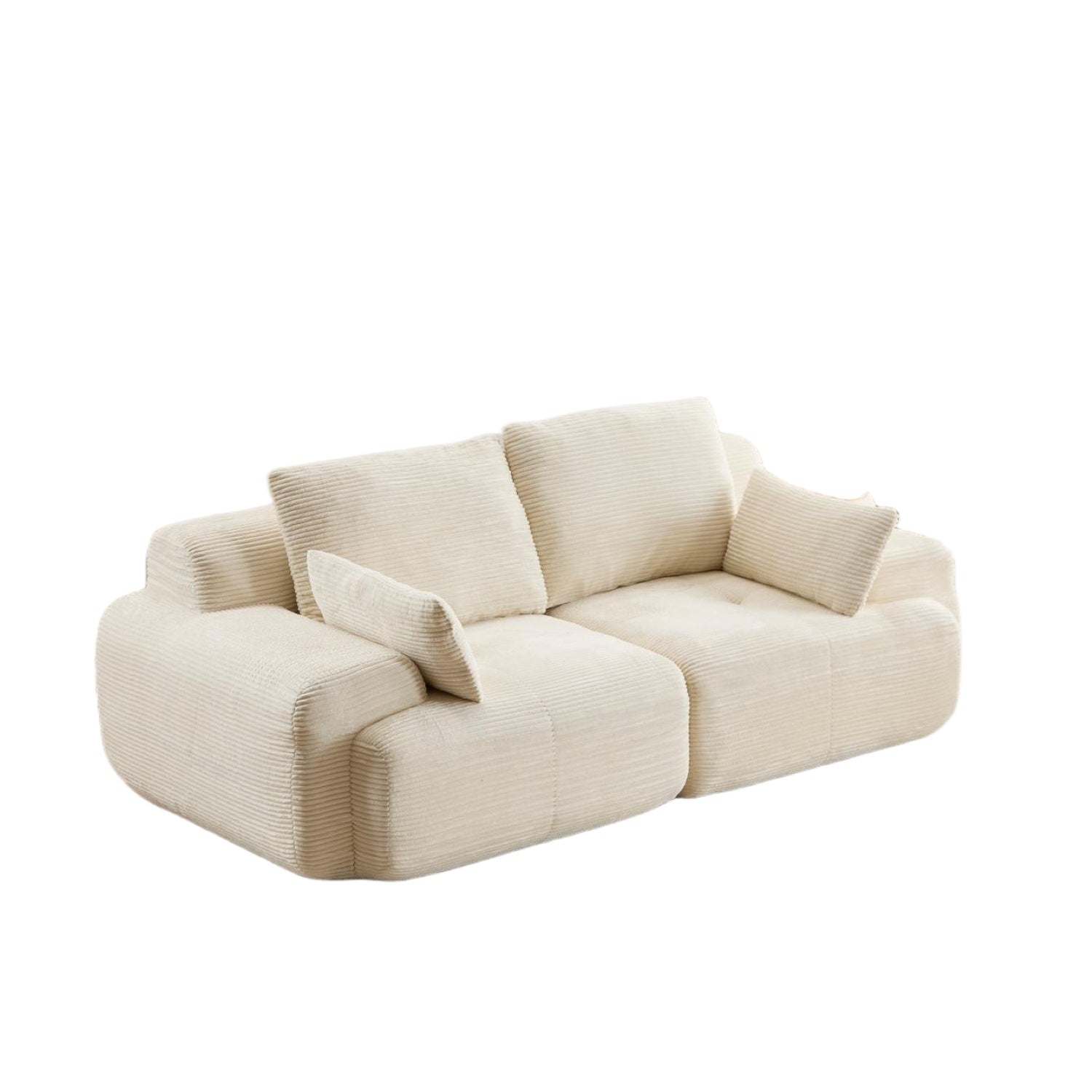 Beige Corduroy Loveseat Sofa