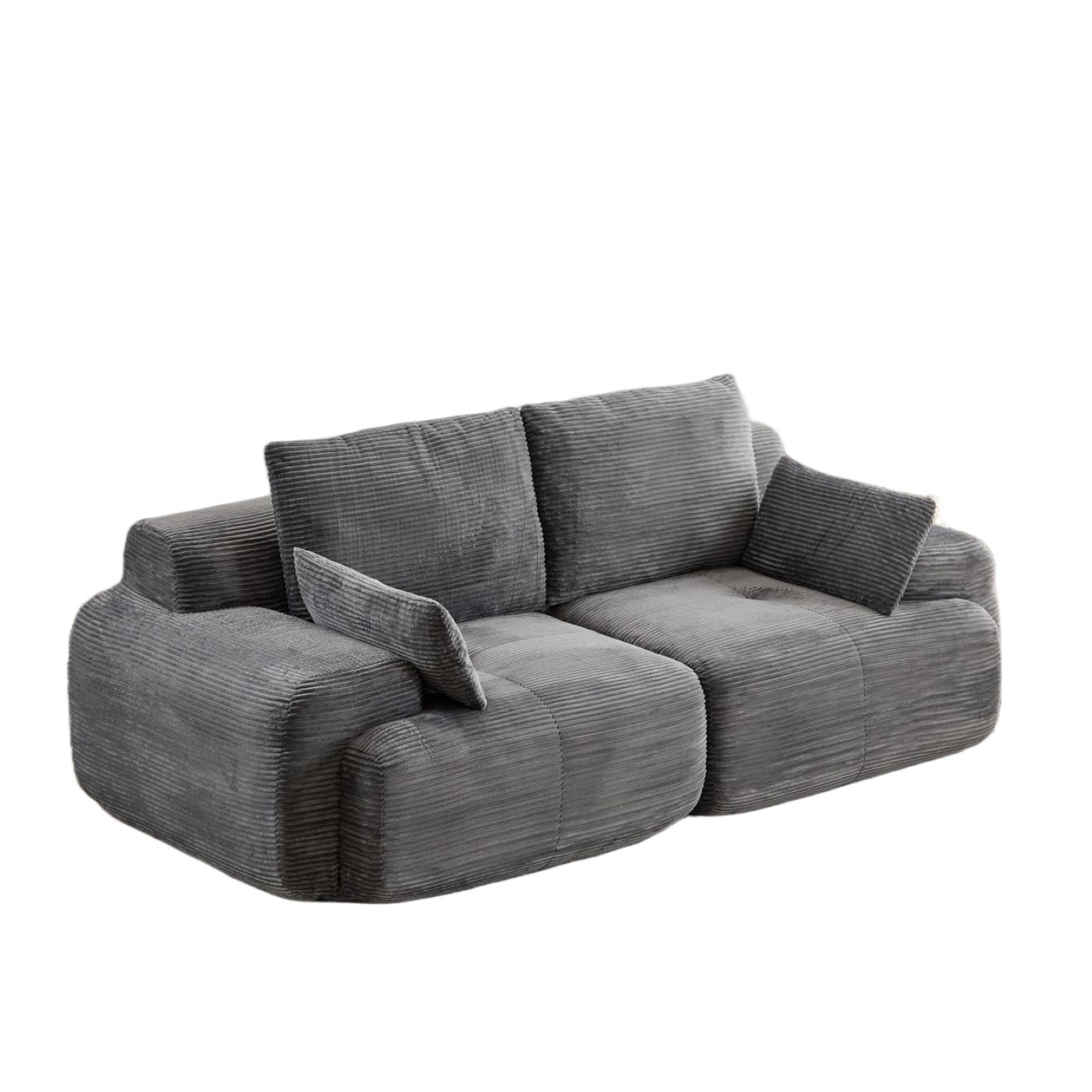 Moderne Kompressions-Memory-Schaum-Sofa, 2-Sitzer großes Sektionssofa für das Wohnzimmer, tierfreundliches Wolkenmodul-Sofa, Corduroy-Stoff, extra tiefe Sitzbank, keine Montage erforderlich, Grau