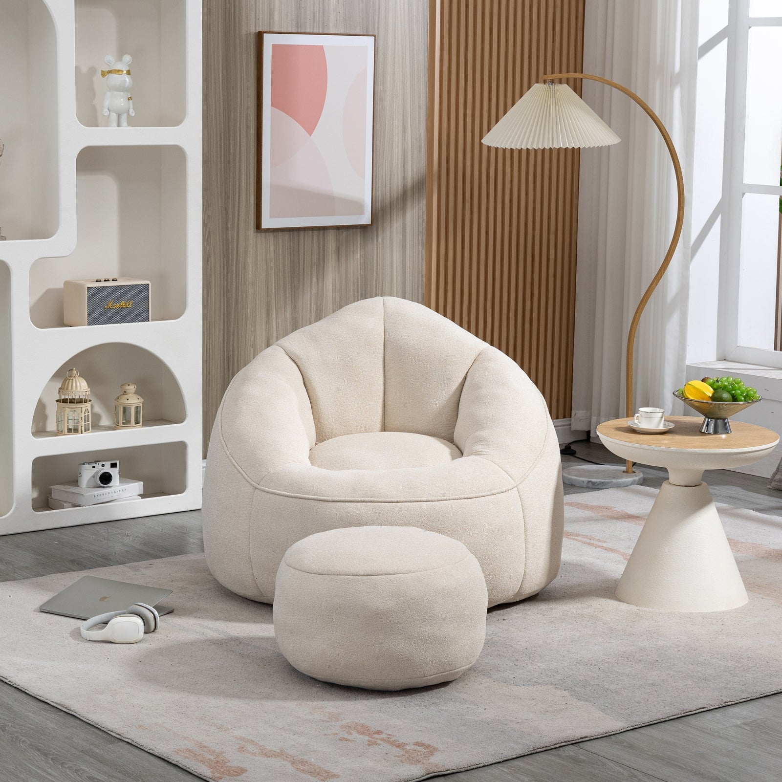 Gray Foam Bean Bag Beige High-Pressure Foam