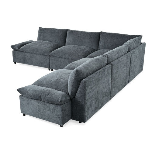 115.5 Modulares Ecksofa in Tiefgrau mit langlebiger Polyesterbezug, plüschigen Kissen, versteckten Stauraumfächern und vielseitigem Design für Wohnzimmer, Lounge oder Büro