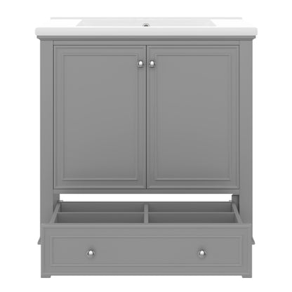 36 Bathroom Vanity With Sink, One Cabinet And Three Drawers, Solid Wood And MDF Board,