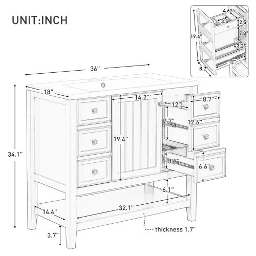 Wooden Three-Drawer Vanity Sink
