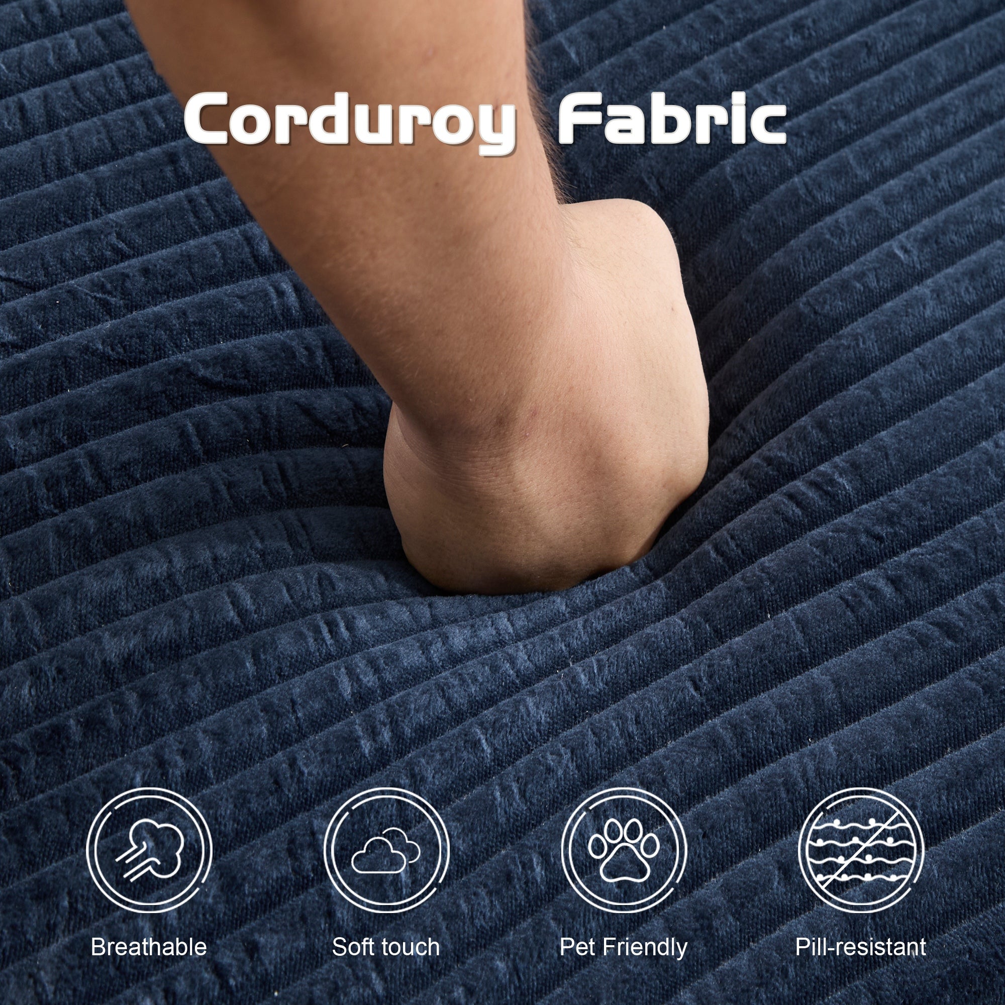 Dark Blue Corduroy Loveseat