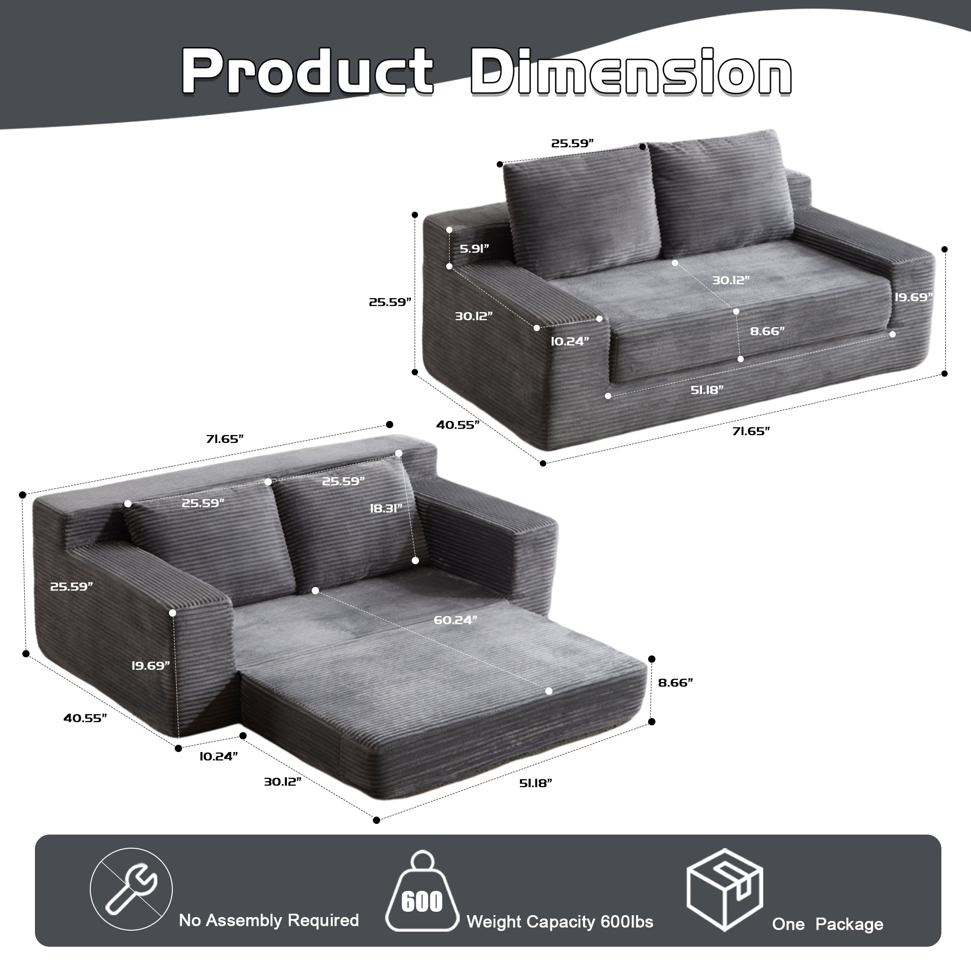 White Corduroy Loveseat