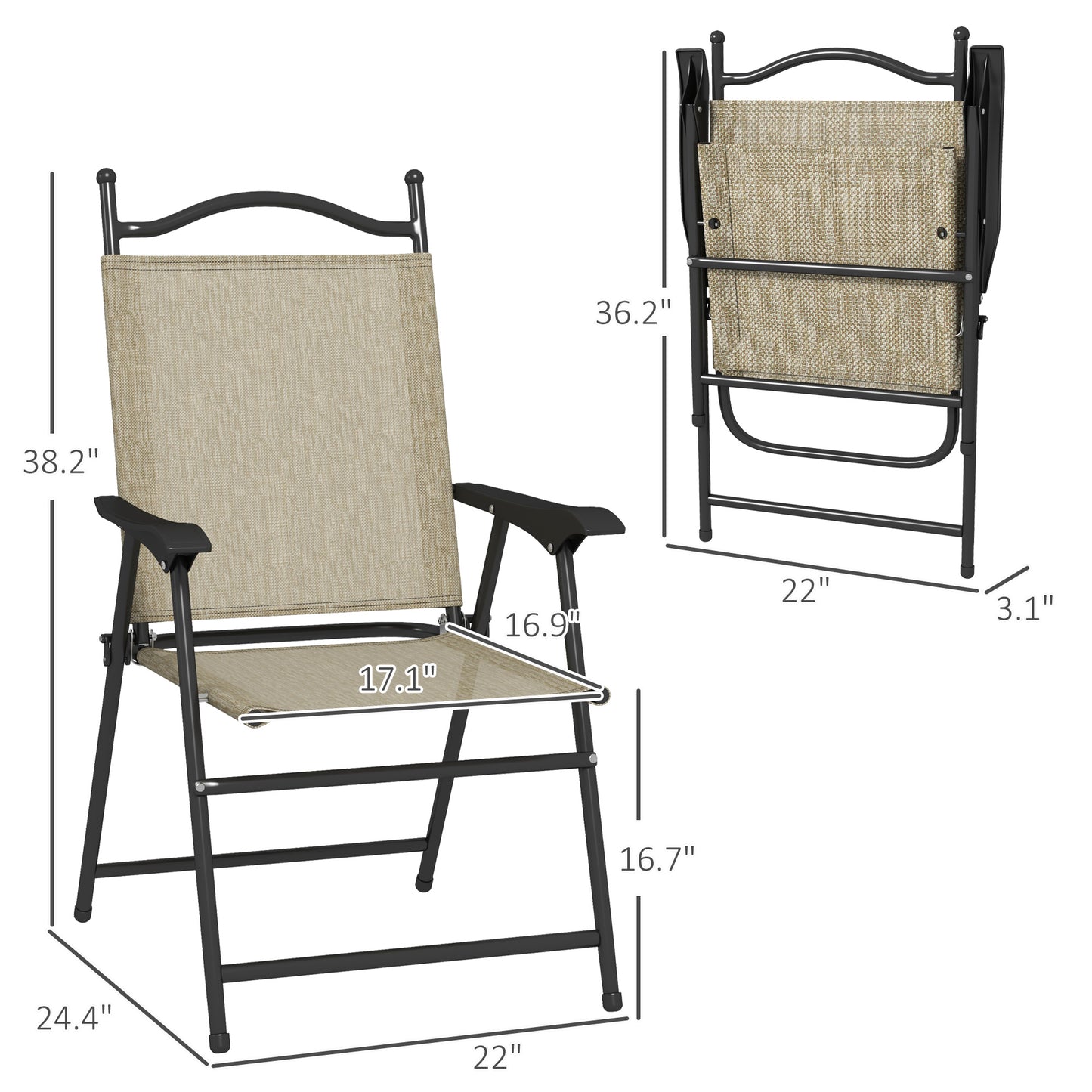 4-teiliges klappbares Garten-Camping-Stuhl-Set