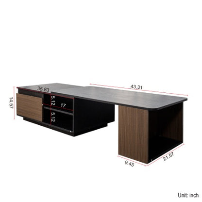 Extendable Coffee Table, Length Adjustable Wood Coffee Table With 2 Storage Drawers For Living Room, Large Long Rectangular Center Table