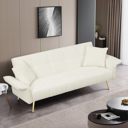 70,1 Zoll Futon-Sofabett, Umwandelbares Doppelsofabett mit Klappbaren Armlehnen für Wohnzimmer und kleine Räume