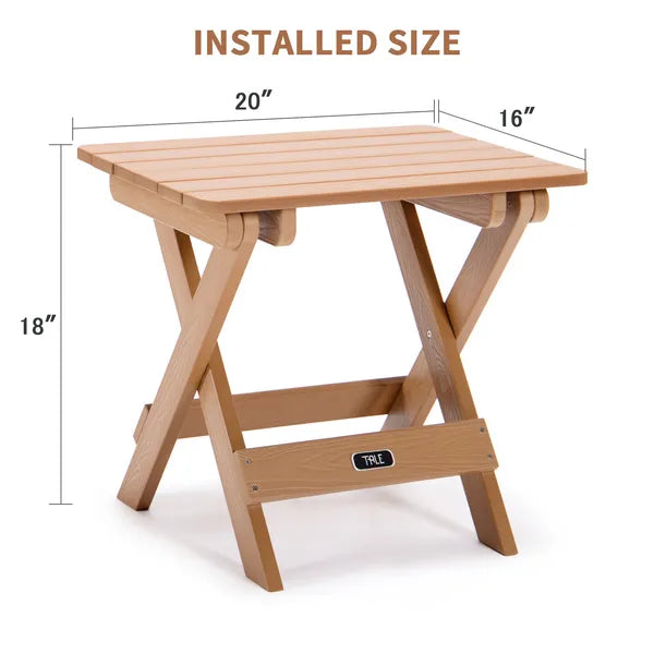 TALE Adirondack tragbarer faltbarer Beistelltisch quadratisch wetterbeständiger und verblassungsresistenter Kunststoff-Holz-Tisch ideal für den Außenbereich, Garten, Strand, Camping und Picknicks