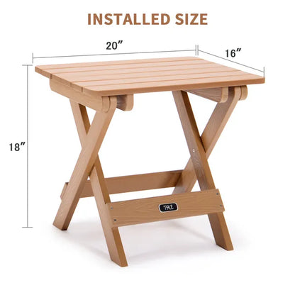 TALE Adirondack tragbarer faltbarer Beistelltisch quadratisch wetterbeständiger und verblassungsresistenter Kunststoff-Holz-Tisch ideal für den Außenbereich, Garten, Strand, Camping und Picknicks