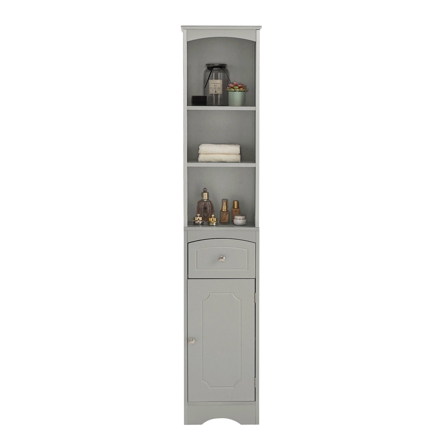 Hohes Badezimmerschrank-Aufbewahrungsschrank mit Schublade und höhenverstellbarem Regal