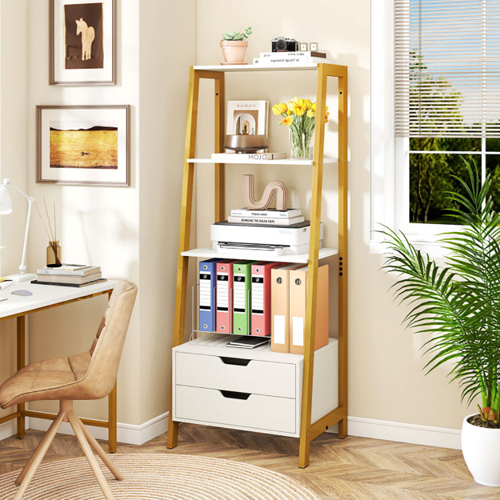 Wood Ladder Shelf Bookcase